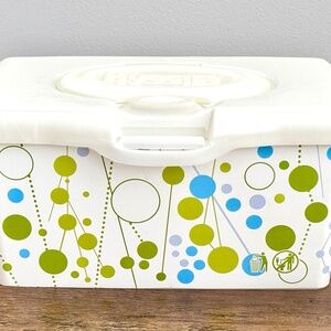 NEW HUGGIES Baby Wipes POP UP CONTAINER Empty Tub Refillable Green Blue Circles